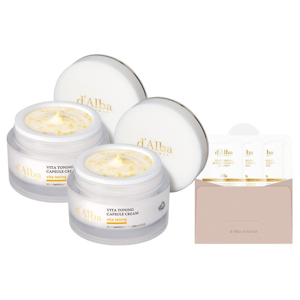 [D'ALBA] White Truffle Vita Toning Capsule Cream Set (55g x 2 + 3ml x 3)