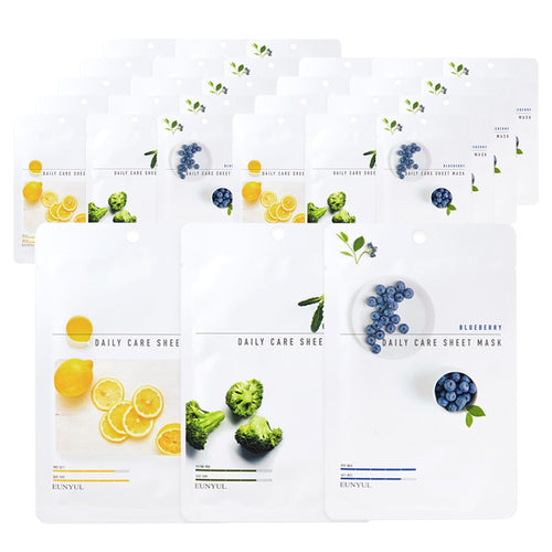 [EUNYUL] Daily Care Sheet Mask Pack (Vitamin, Broccoli, Blueberry) (30 sheets)