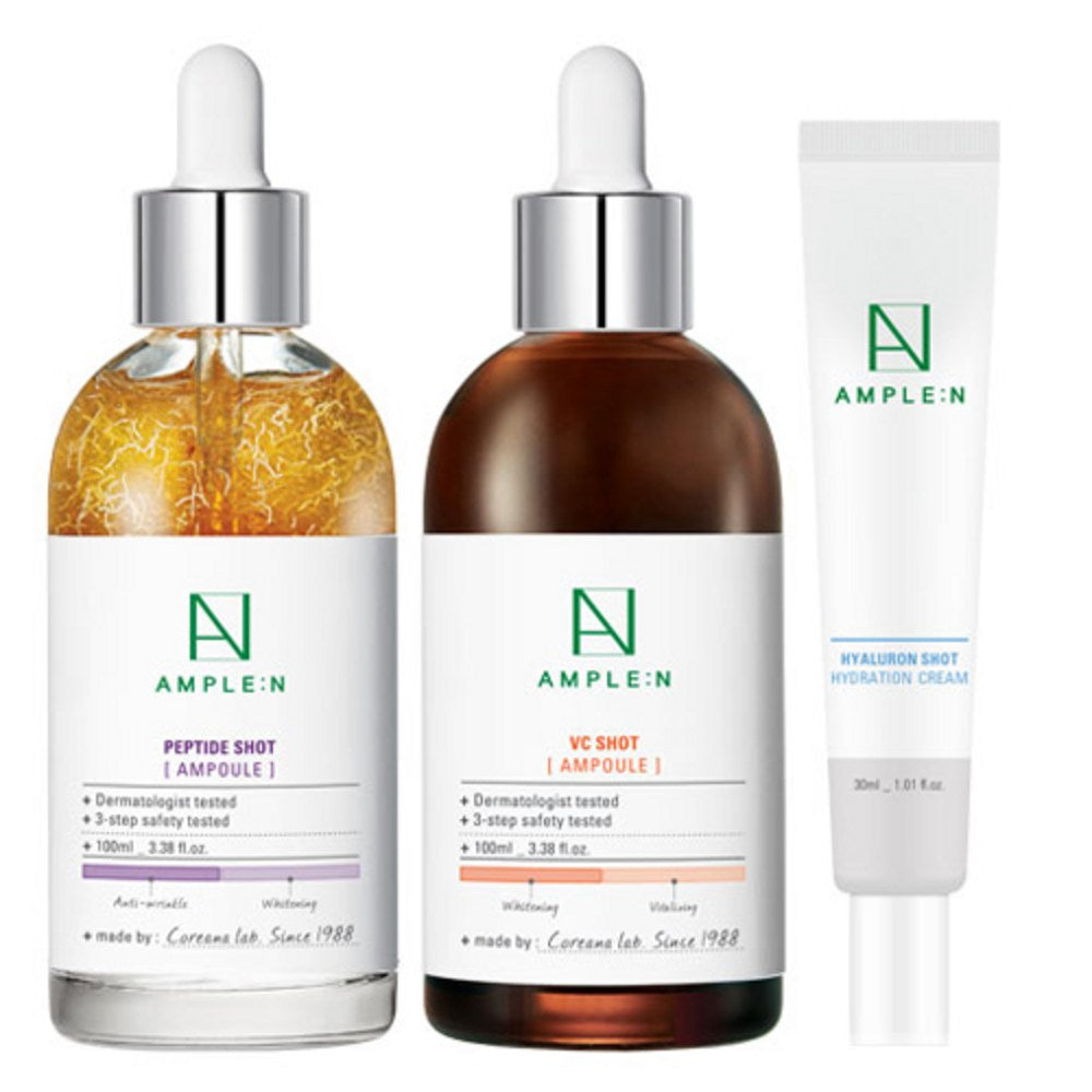 [AMPLE:N] Peptide Shot Ampoule & VC Shot Ampoule & Hyaluron Shot Cream Set (1 set)