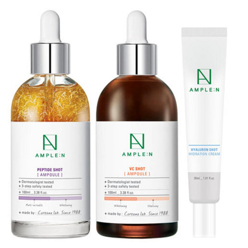 [AMPLE:N] Peptide Shot Ampoule & VC Shot Ampoule & Hyaluron Shot Cream Set (1 set)
