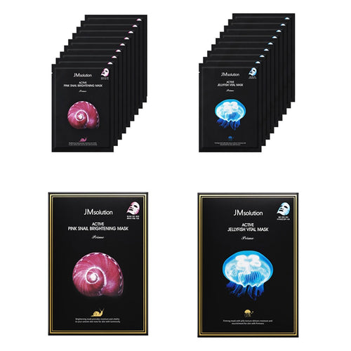 [JMSOLUTION] Active Pink Snail Brightening Mask 10p + Jellyfish Vital Mask 10p Set (20 sheets)