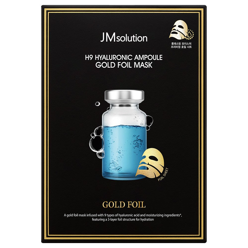 [JMSOLUTION] H9 Hyaluronic Ampoule Gold Foil Mask (10 x 35ml)