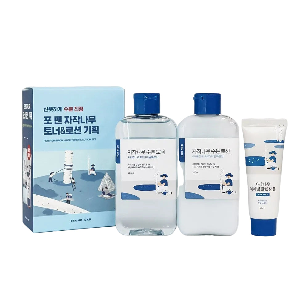 [ROUND LAB] For Men Birch Juice Moisturizing Toner/Lotion 2-Piece Set (200ml x 2)