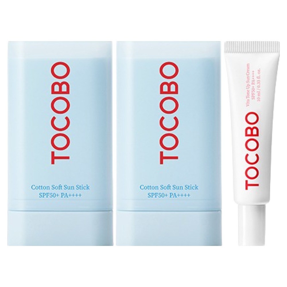 [TOCOBO] Cotton Soft Sun Stick SPF50+ PA++++ 19g x 2 + Vita Tone Up Sun Cream 10ml Set (19g x 2 + 10ml)