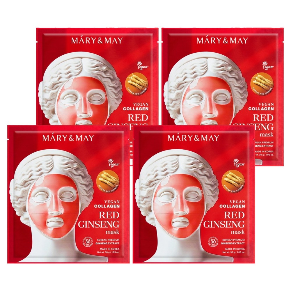 [MARY&MAY] Vegan Collagen Red Ginseng Mask (4 x 30g)