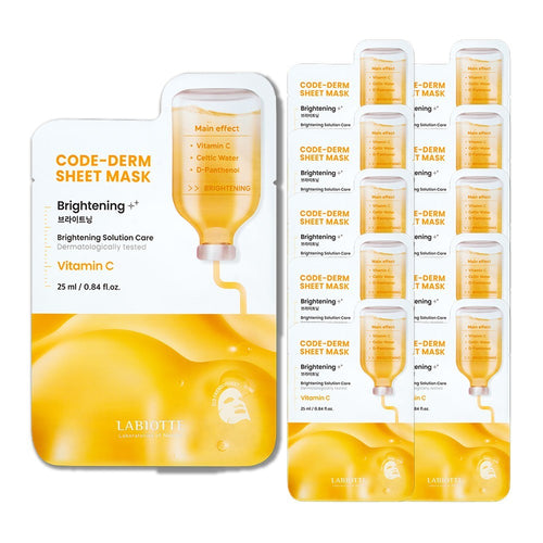 [LABIOTTE] Code-Derm D-Panthenol Vegan Sheet Mask (Brightening) (10 x 1 sheet)