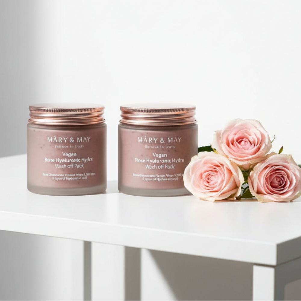 [MARY&MAY] Vegan Rose Hyaluronic Hydra Wash Off Mask (125g x 2)