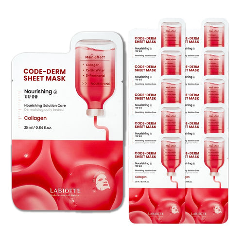 [LABIOTTE] Code-Derm D-Panthenol Vegan Sheet Mask (Nourishing) (10 x 25ml)