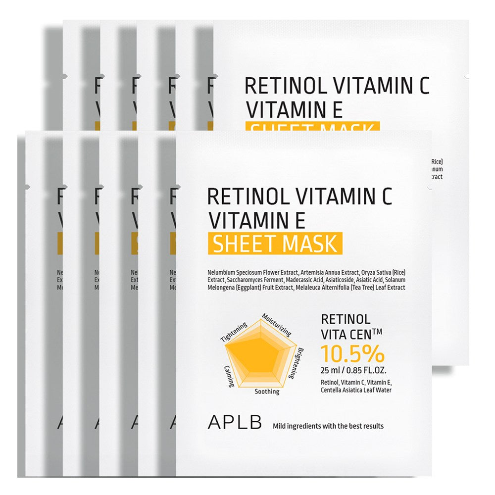 [APLB] Retinol Vitamin C Vitamin E Sheet Mask (10 sheets)